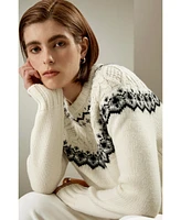 Lilysilk Women's Fair Isle Crewneck Sweater