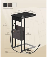 Slickblue C-Shaped End Table with Built-In Charging Station & Plug