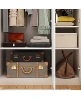 Famapy White 3-Doors Armoires Wardrobe with Hanging Rod and Storage Cubes