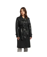 Ellen Tracy Women's Faux Leather Trench Coat