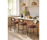 Slickblue Counter Height Bar Stool with Pe Rattan Back Set of 2