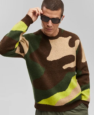 Mode of One Men's Relaxed-Fit Camo Crewneck Sweater, Created for Macy's