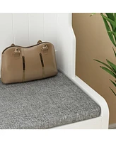 Famapy 68.5 in. White Wood 3-in-1 Hall Tree Coat Rack Storage Bench with 4-Metal Double Hooks and 2-Drawers, Shelves