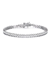 Rachel Glauber White Gold Plated Clear Round Cubic Zirconia Tennis Bracelet