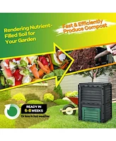 Sugift 80-Gallon Outdoor Composter with Large Openable Lid and Bottom Exit Door
