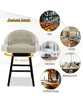 Sugift Set of 2 Swivel Bar Stools with Rubber Wood Legs and Padded Back