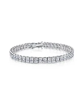 Rachel Glauber White Gold Plated Cubic Zirconia Princess - cut Tennis Bracelet