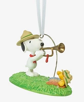 Hallmark Keepsake Christmas Ornament and Pin The Peanuts Gang Beagle Scouts 50th Anniversary Rise and Shine, Set of 2