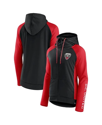 Fanatics Women's Black/Red D.c. United Iconic Raglan Full-Zip Hoodie