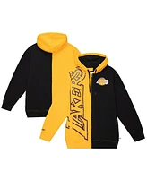 Mitchell & Ness Men's Gold/Black Los Angeles Lakers Color Block 2.0 Fleece Full-Zip Hoodie