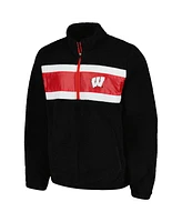 G-iii Sports by Carl Banks Men's Black Wisconsin Badgers Pinch Runner Half-Zip Top