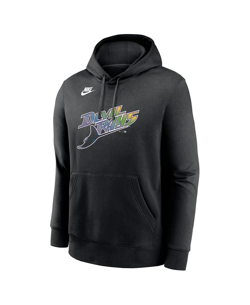 Nike Men's Black Tampa Bay Rays Cooperstown Collection Team Logo Fleece Pullover Hoodie