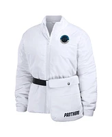 Wear by Erin Andrews Women's White Carolina Panthers Packaway Full-Zip Puffer Jacket