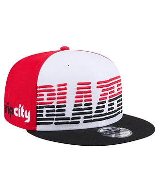 New Era Men's White/Black Portland Trail Blazers Throwback Gradient Tech Font 9FIFTY Snapback Hat