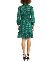 Maggy London Women's Printed Smocked Fit & Flare Dress