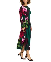 Maggy London Women's Floral-Print Gathered A-Line Dress