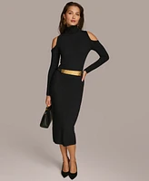 Donna Karan New York Women's Cold-Shoulder Mock-Neck Dress