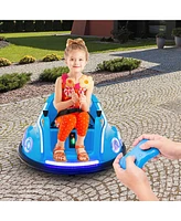Gymax 12V Kids Ride on Bumper Car Remote Control w/ Flashing Led Light & Music Pink