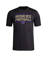 Adidas Men's Black Washington Huskies Locker Football Pre-Game Aeroready T-Shirt