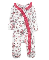 Baby Essentials Girl Floral Footie with Elephant Snuggler, 2-Piece Set