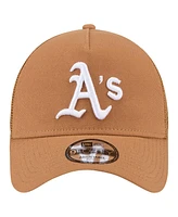 New Era Men's Brown Oakland Athletics A-Frame Trucker 9FORTY Adjustable Hat