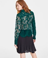 On 34th Women's Lace Button-Front Long-Sleeve Shirt, Created for Macy's