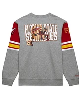 Mitchell & Ness Men's Heather Gray Florida State Seminoles Throwback Allover 4.0 Pullover Sweatshirt