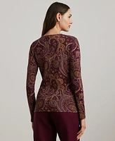 Lauren Ralph Petite Paisley Cotton-Blend Sweater