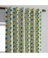 Half Price Drapes Zanni Multi Blue Green Geometric Faux Silk Jacquard Room Darkening Curtain