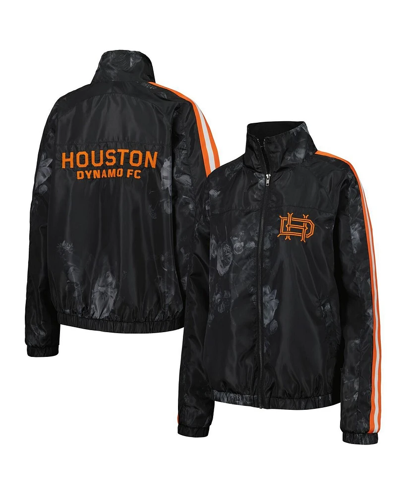 The Wild Collective Women's Black Houston Dynamo Fc Full-Zip Track Jacket