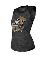 Majestic Women's Black New Orleans Saints Retro Tri-Blend Raglan Muscle Tank Top