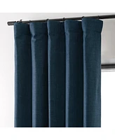 Half Price Drapes Voyager Blue Faux Linen Hotel Blackout Curtain