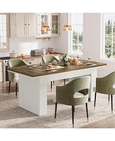 Tribesigns 63" Farmhouse Dining Table for 4-6 People, Rectangle Kitchen Table Dining Room Table, Wood Family Dinner Table for Living Room, Kitchen, Di