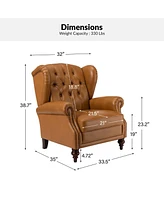 Hulala Home Alex 33" Wide Genuine Leather Arm Chair