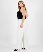 Kasper Plus Size Mid-Rise Full-Length Straight-Leg Pants