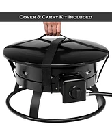 Skonyon 58 000BTU Firebowl Outdoor Portable Propane Gas Fire Pit with Cover and Carry Kit