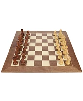 We Games Luxury Wooden Chess Set - 21.75 inch Walnut and Sycamore Chess Board with Weighted Sheesham & Boxwood Staunton Chess Pieces