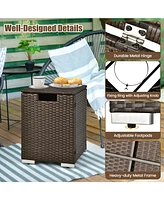 Skonyon 2-in-1 Patio Rattan Gas Propane Tank Cover for 20 lbs Propane Tanks-Brown