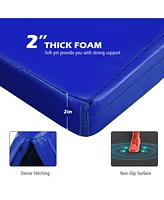 Skonyon Gymnastics Pu Mat Thick Folding Panel Gym Fitness Exercise-Navy