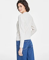 On 34th Women's Pointelle Crewneck Pullover Sweater, Created for Macy's