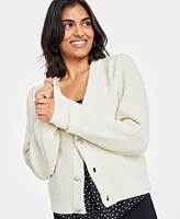 On 34th Women's Puff-Sleeve Jewel-Button Cardigan Sweater, Created for Macy's