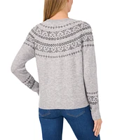 CeCe Women's Embellished Fair Isle Cardigan