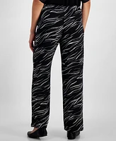 Jm Collection Petite Printed Wide-Leg Pull-On Knit Pants, Created for Macy's