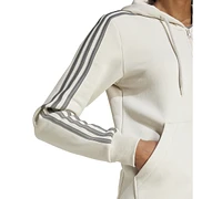 adidas Women's 3-Stripe Cotton Fleece Full-Zip Hoodie Sweatshirt