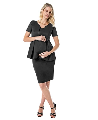 Marion Maternity Nursing Short Sleeve Empire Waist Top Italian Stretch Suiting Fabric