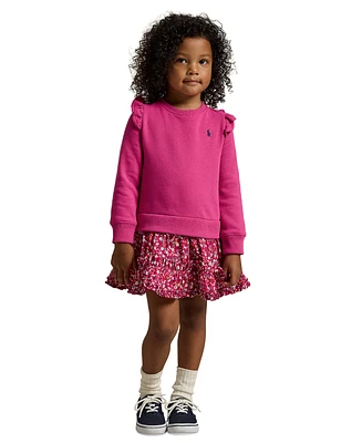 Polo Ralph Lauren Toddler and Little Girls Floral Poplin-Skirt Fleece Dress