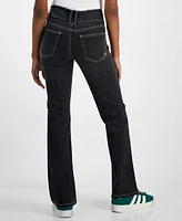 Indigo Rein Juniors' High-Rise Seam-Front Bootcut Jeans