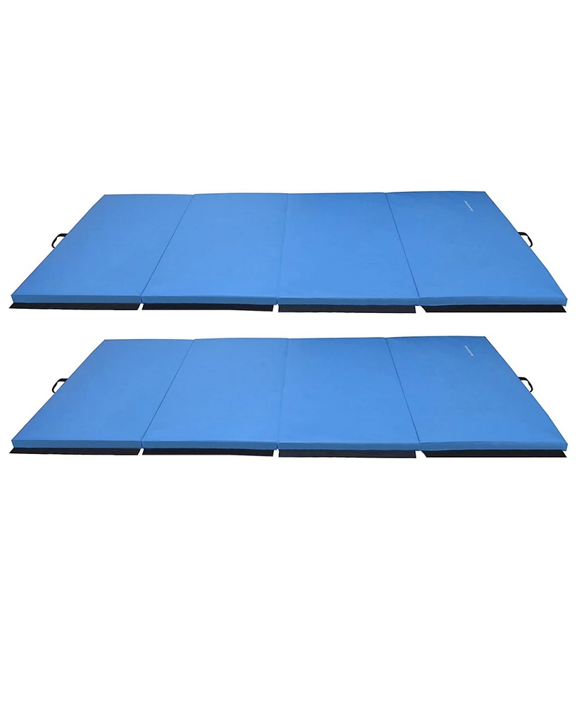 BalanceFrom Fitness 120x48in All Purpose Folding Gymnastics Mat, Blue (2 Pack)