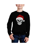 La Pop Art Boys Santa Skull Word Crewneck Sweatshirt