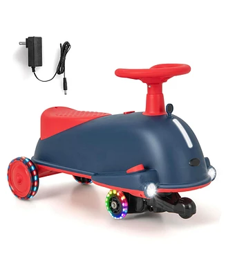 Gymax 2 in 1 Electric Wiggle Car Kids Ride On Drifting Wiggle Car with Music and Pedal